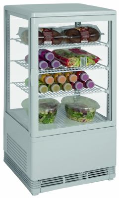 Vitrine de comptoir panoramique blanche 0/+12c avec clairage - 78 litres