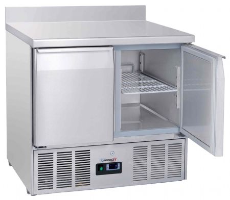 Table desserte réfrigérée Saladette avec dosseret 2 portes GN 1/1 - Casselin - CSAD2P