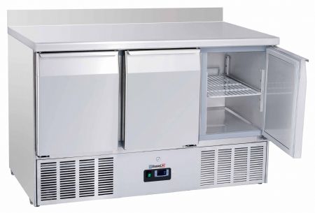 Table desserte réfrigérée Saladette avec dosseret 3 portes GN 1/1 - Casselin - CSAD3P