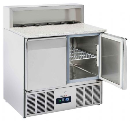 Meuble à Pizzas saladette de préparation 2 portes GN 1/1 granit 5 bacs - Casselin - CSAP2PG Meuble à Pizzas saladette de préparation 2 portes GN 1/1 granit 5 bacs - Casselin - CSAP2PG