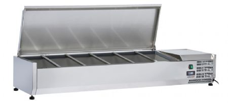 Saladette  poser rfrigre inox 5 x GN 1/3 + 1 GN 1/2 avec couvercle