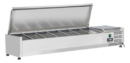 Saladette rfrigre inox  poser pour 7 bacs GN 1/4 avec couvercle