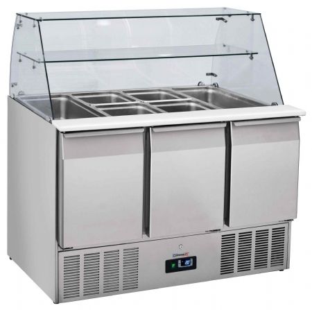 Saladette réfrigérée vitrée 3 portes GN 1/1 350 L - Casselin - CSAV3P Saladette réfrigérée vitrée 3 portes GN 1/1 350 L - Casselin - CSAV3P