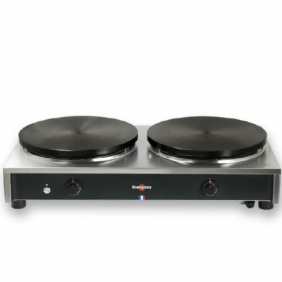 Crêpière à gaz professionnelle double plaque fonte 40 cm avec allumage précis Crêpière à gaz professionnelle double plaque fonte 40 cm avec allumage précis