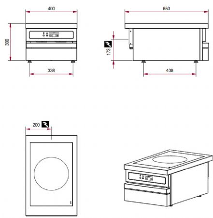 Cuisini�re �lectrique 1 plaque � induction � poser - 400x650x300mm