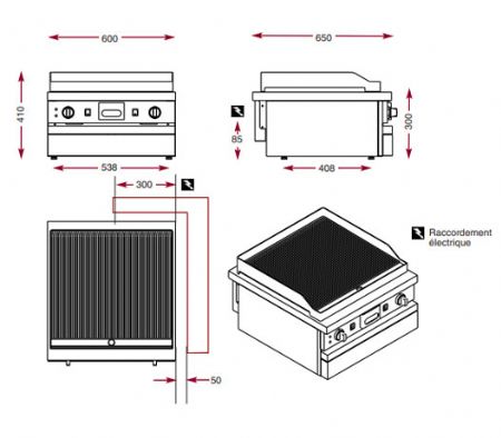 Gril chrome nervuré électrique