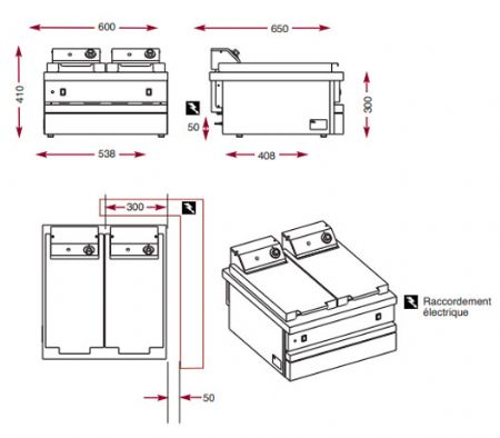Friteuse électrique 2 x 6 litres (2 x 4,5 kW)