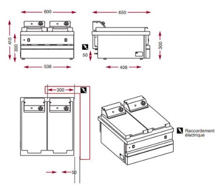 Friteuse électrique 2 x 6 litres (2 x 6 kW)
