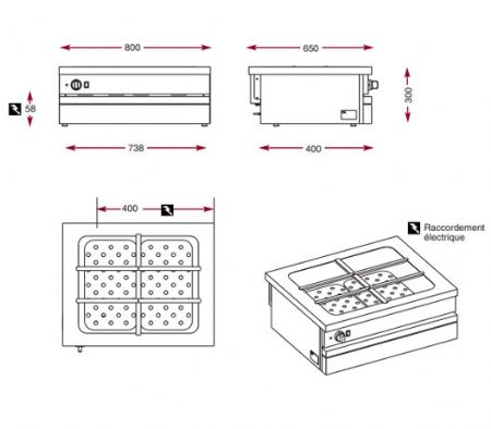Bain-marie GN 2/1