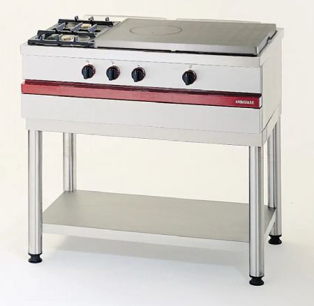 Cuisini�re � gaz 2 bruleurs vifs et 1 grande plaque coup de feu � poser - 1000x650x300mm