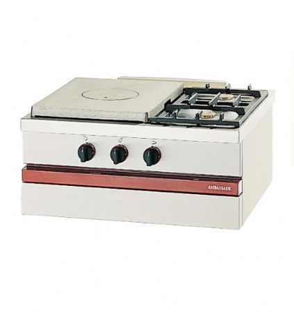 Cuisinière à gaz 2 bruleurs vifs et 1 plaque coup de feu à poser - 700x650x300mm Cuisinière à gaz 2 bruleurs vifs et 1 plaque coup de feu à poser - 700x650x300mm