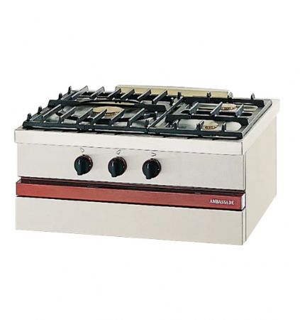 Cuisinière à gaz 3 bruleurs vifs à poser - 700x650x900mm Cuisinière à gaz 3 bruleurs vifs à poser - 700x650x900mm