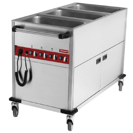 Bains Marie chariot thermique 3 cuves GN 1/1 hauteur 150 mm 3 températures indépendantes sur armoire chauffante - Diamond - CT331/C Bains Marie chariot thermique 3 cuves GN 1/1 hauteur 150 mm 3 températures indépendantes sur armoire chauffante - Diamond - CT331/C