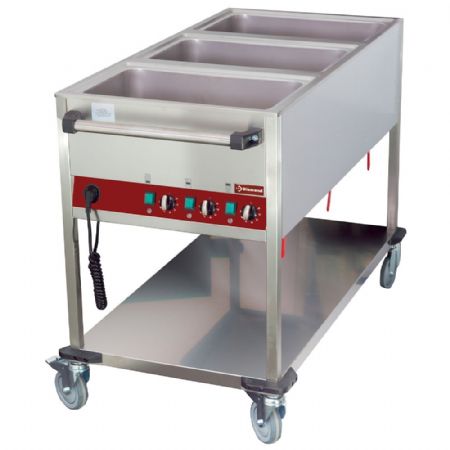 Bains Marie chariot thermique 3 cuves 3 GN 1/1 h 200 mm, 3 températures indépendantes - Diamond Promo - CT331/D-N