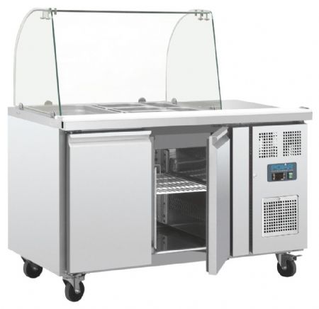 Saladette réfrigérée professionnelle 2 portes 2 x GN 1/1 pare-haleine -2/+8 °C - Polar - CT393