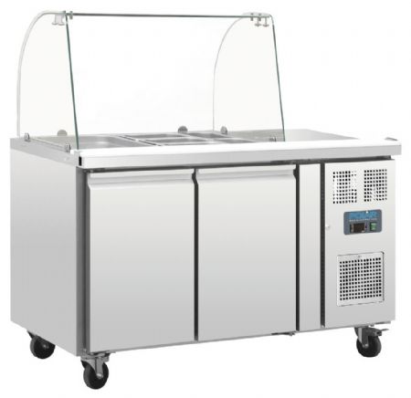 Saladette réfrigérée professionnelle 2 portes 2 x GN 1/1 pare-haleine -2/+8 °C - Polar - CT393