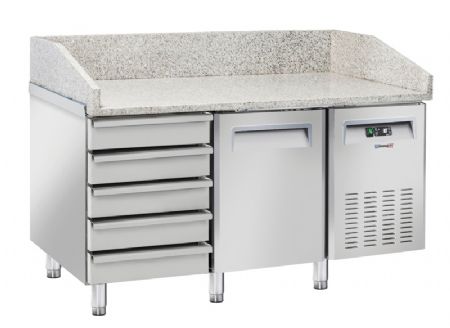 Table  pizza rfrigre positive inox 5 tiroirs 1 porte avec dosseret