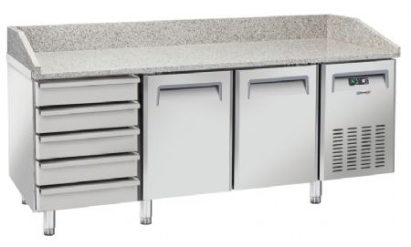 Table  pizza rfrigre positive 5 tiroirs 2 portes avec dosseret
