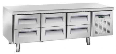 Soubassement réfrigéré Table 6 tiroirs GN 1/1 102 L positif - Casselin - CTAR6T