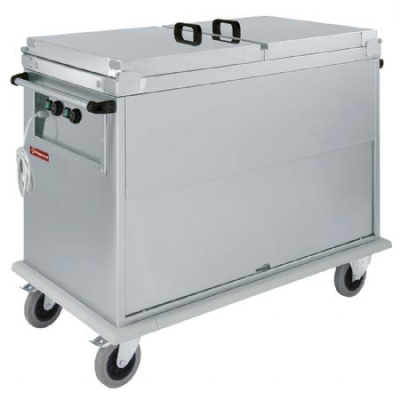 Chariot bain-marie professionnel 2 bacs GN 1/1, 2 températures, couvercles, armoire porte basculante - Diamond - CTBM/2C-TD Chariot bain-marie professionnel 2 bacs GN 1/1, 2 températures, couvercles, armoire porte basculante - Diamond - CTBM/2C-TD