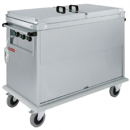 Chariot bain-marie professionnel 3 bacs GN 1/1, 3 températures, couvercles, armoire porte basculante - Diamond - CTBM/3C-TD Chariot bain-marie professionnel 3 bacs GN 1/1, 3 températures, couvercles, armoire porte basculante - Diamond - CTBM/3C-TD