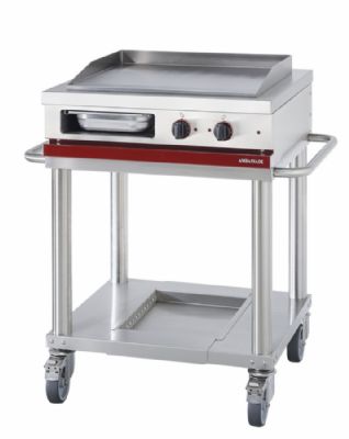 Plaque à snacker électrique sur chariot surface lisse - 900x650x950 mm Plaque à snacker électrique sur chariot surface lisse - 900x650x950 mm