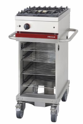 Cuisinière à gaz 1 bruleurs vifs sur chariot - 600x650x950 mm Cuisinière à gaz 1 bruleurs vifs sur chariot - 600x650x950 mm