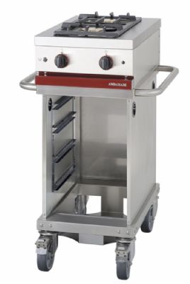 Cuisinière à gaz 2 bruleurs vifs sur chariot - 600x650x950 mm Cuisinière à gaz 2 bruleurs vifs sur chariot - 600x650x950 mm