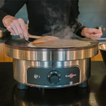 Crêpière professionnelle électrique Ø 40 cm 50 à 300 °C châssis rond Confort triphasée - Krampouz - CTRO4BC-KR