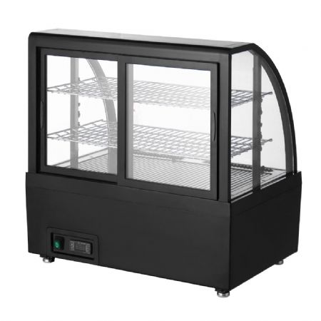 Vitrine rfrigre noire de comptoir avec 2 tageres rglables - 100 litres