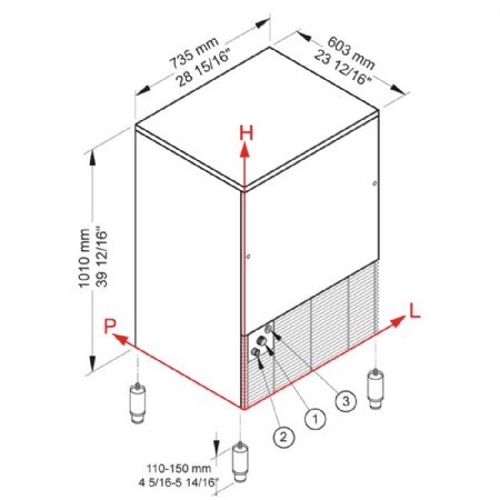 Machine à glaçons pleins à refroidissement par air 95 kg/24h avec stockage 55 kg