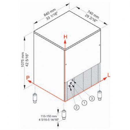 Machine à glaçons pleins ventilée capacité de production 152 kg/24h avec stockage 65 kg