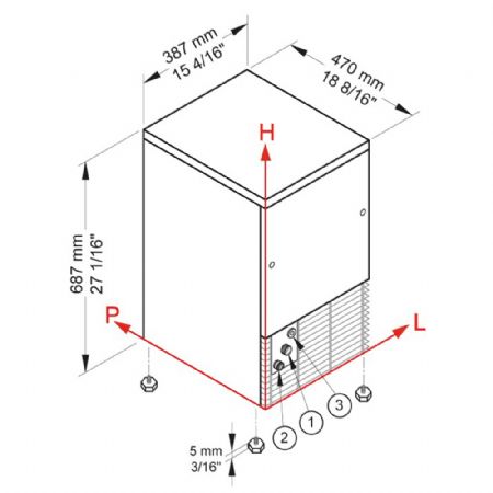 Machine à glaçons pleins à air production 29 kg/24h avec stockage 9 kg