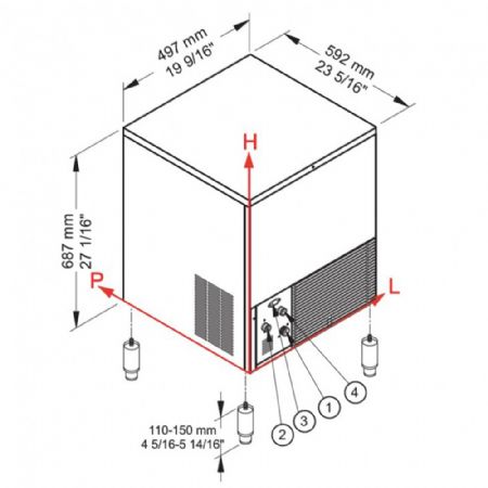 Machine à glaçons pleins production 38 kg/24h avec stockage 16 kg