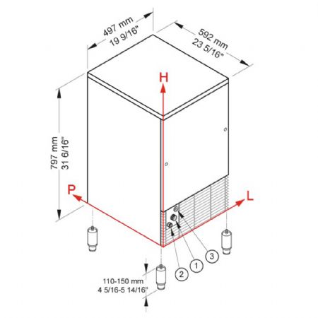 Machine à glaçons pleins production 48 kg/24h avec stockage 25 kg