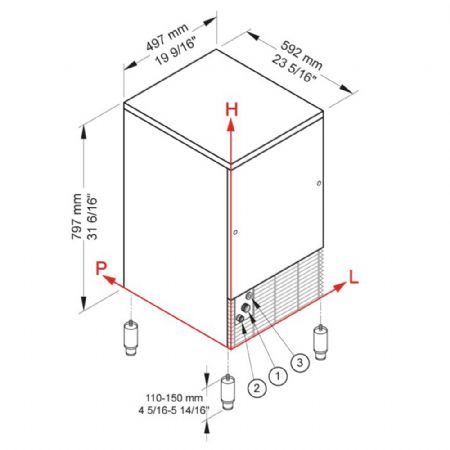 Machine à Glaçons PRO CUBO ICE 48 kg avec réserve 25 kg à air - Diamond Promo - CUB50/25A