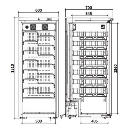 Armoire  vins positive noire 1 porte vitre -1 / +10C - 101 bouteilles