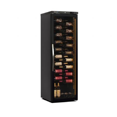 Armoire  vins positive noire 1 porte vitre -1 / +10C - 125 bouteilles