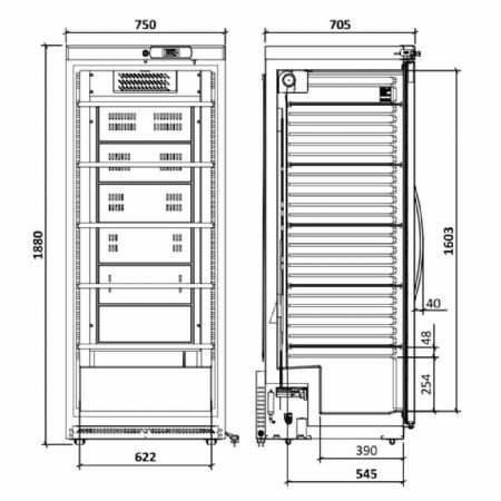 Cave à Vins 219 bouteilles Porte vitrée réversible - Marecos - CV600-PV