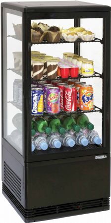 Vitrine comptoir présentation Mini réfrigéré positive 78L Noire avec 3 grilles - Casselin - CVR78LN