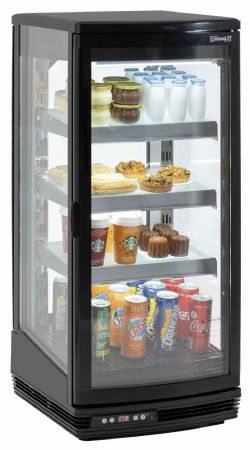 Armoire réfrigérée Mini vitrine 93 L Noire positive 3 étagères en verre 429x458x1004 mm - Casselin - CVR93L
