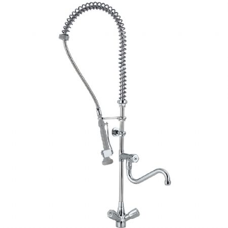 Robinetterie professionnelle plonge cuisine groupe mélangeur Heavy-Duty et douchette, sortie monotrou - Diamond - CW7003-HE
