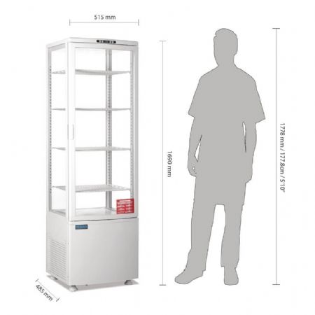 Armoire réfrigérée positive 235 L blanche porte incurvée 515x485x1690 mm - Polar - CX575