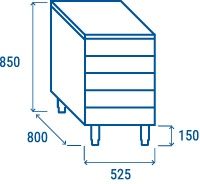 Bloc 5 tiroirs neutres inox pour comptoir - Coolhead - D 5
