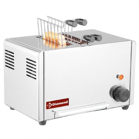 Toaster électrique 2 pinces en acier inoxydable avec minuterie et tiroir à miettes - Diamond - D2CM-XP