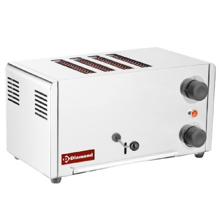 Toaster électrique 4 tranches en acier inox avec sélecteur 2 ou 4 zones - Diamond - D4GP-XP