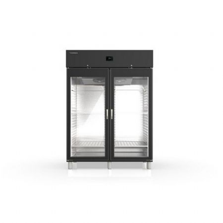Armoire de maturation vitree noire 2 portes 2 barres a viandes -2 / +8C - 1400L