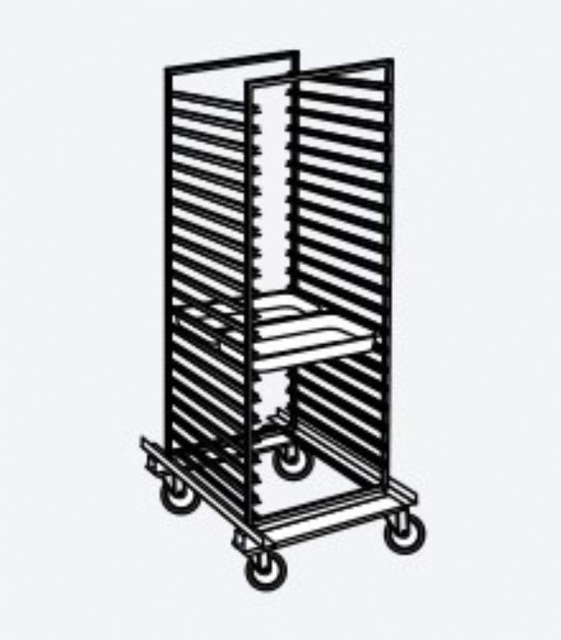 Chariot service plats inox avec roulettes pour 16 plats dimensions 600x800 Chariot service plats inox avec roulettes pour 16 plats dimensions 600x800