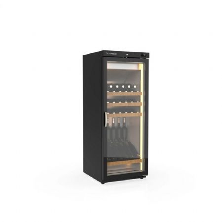 Armoire  vins positive noire 1 porte vitre +2 / +18C - 240L