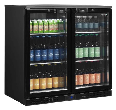 Arrière bar de 2 portes vitrées positif noir 182 L +2 à +10 °C - Tefcold - DB201H